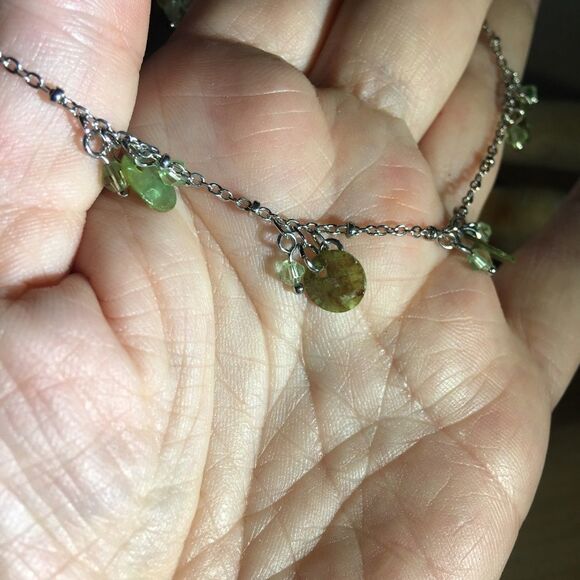 Shell & Bicone green crystal ankle bracelet - Picture 3 of 3